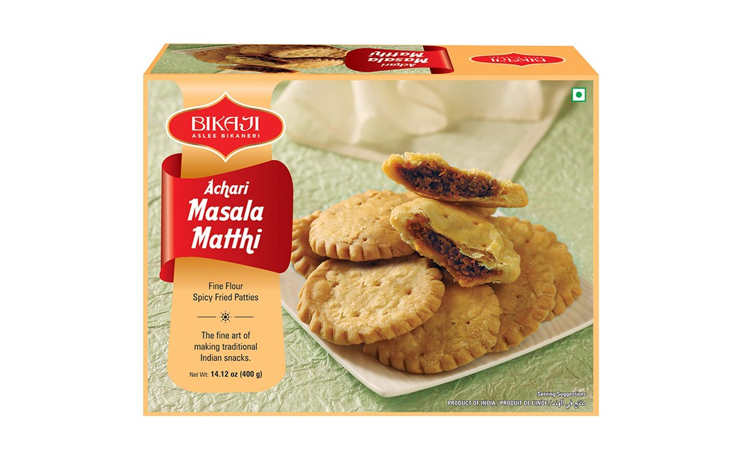 Bikaji Achari Masala Matthi    Box  400 grams